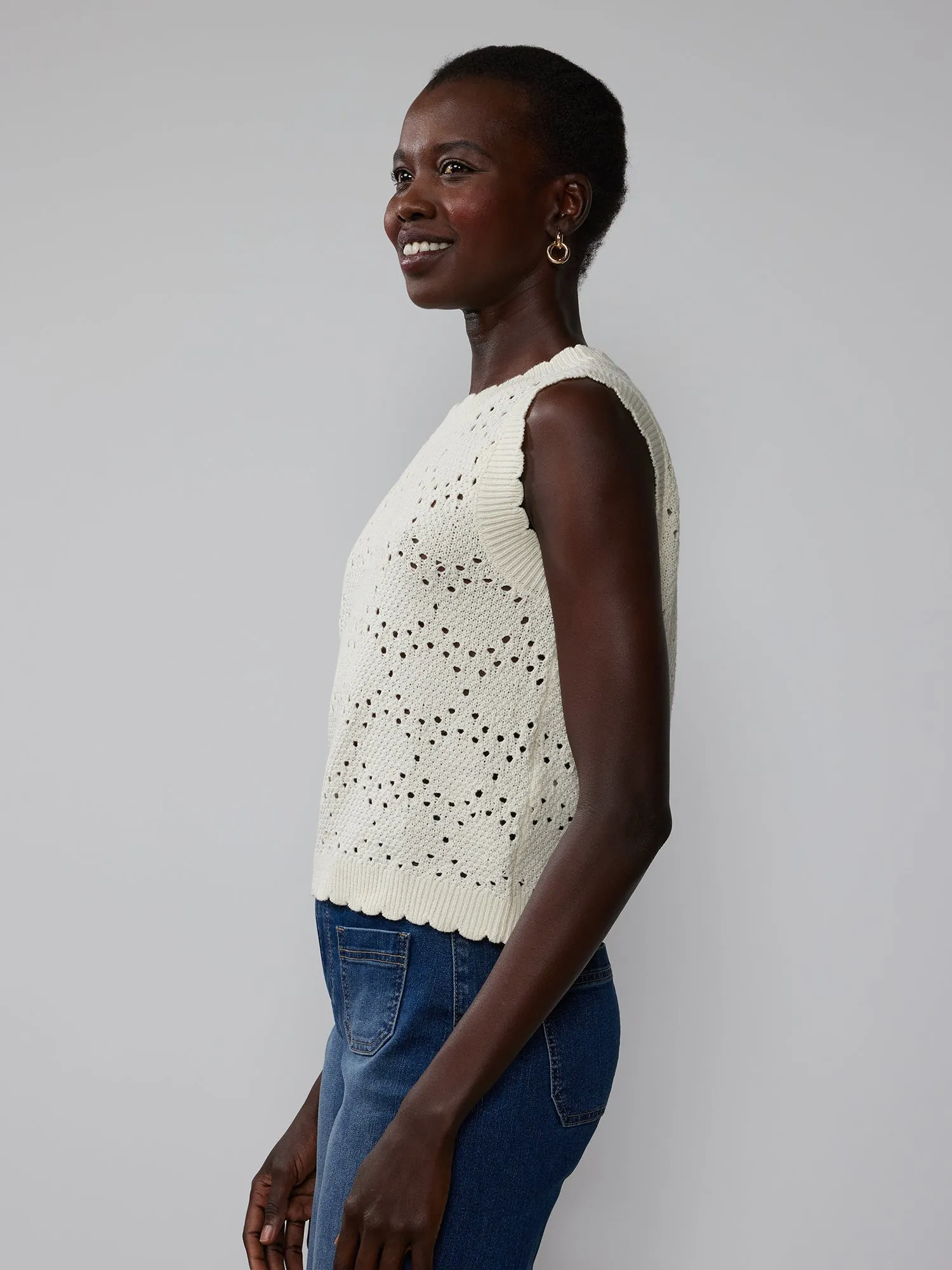 Sleeveless Crochet Sweater Tee