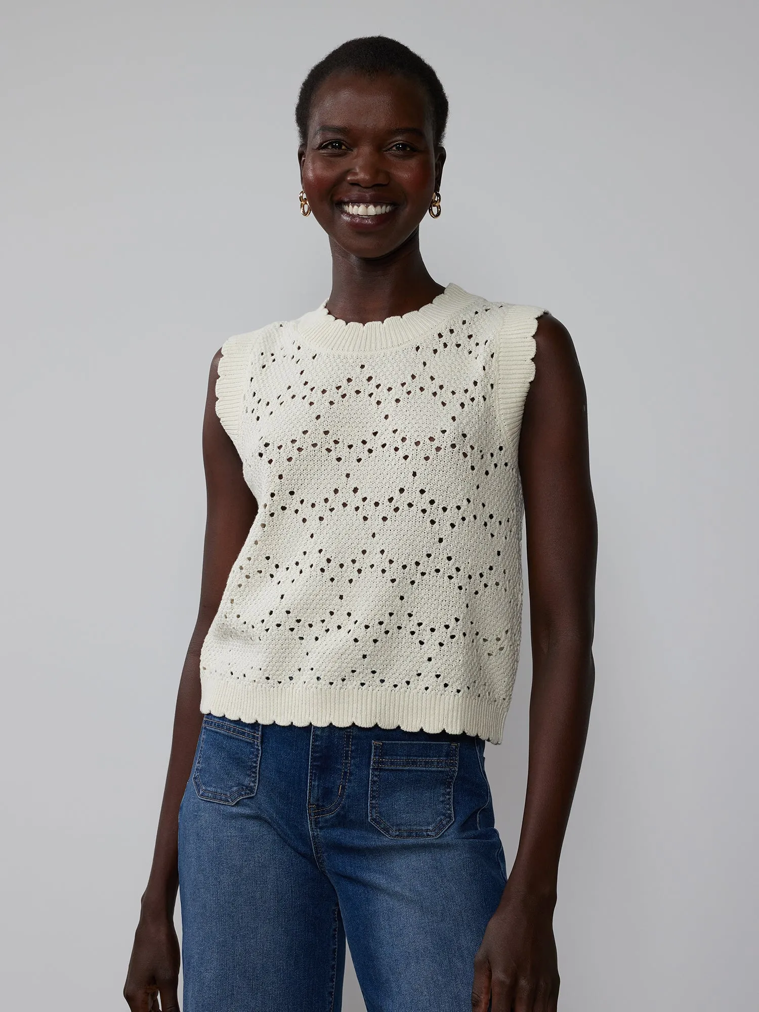 Sleeveless Crochet Sweater Tee