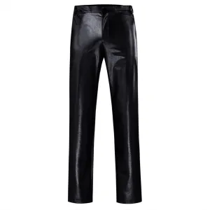 Slim Fit Hot Stamping Shiny Black Pants