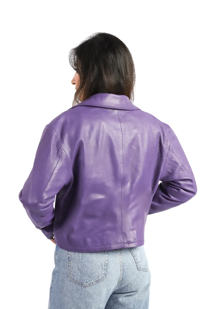 Womens Biker Fashion Style Leather Wine Outwear Jacket - ELF20