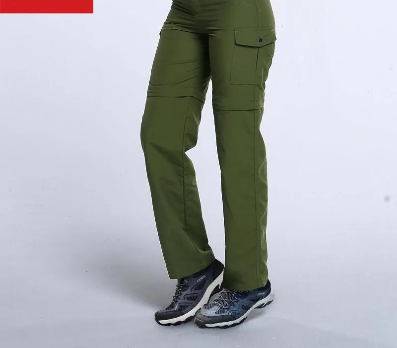 Womens Quick-dry cargo pants with detachable legs, for hiking, camping, fishing and outdoors